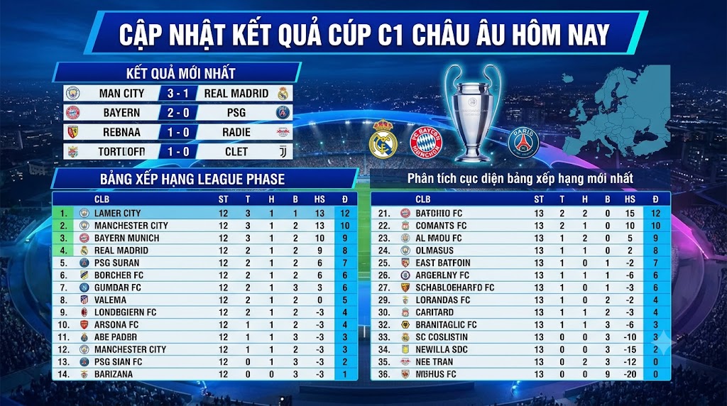 kết quả cúp c1 châu âu hôm nay